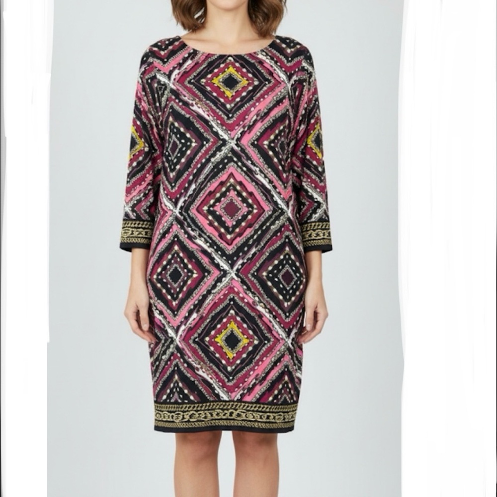 NWT Talbots Chain Link 3/4 Sleeve  Stretch Effortless‎ Jersey Dress Size XL